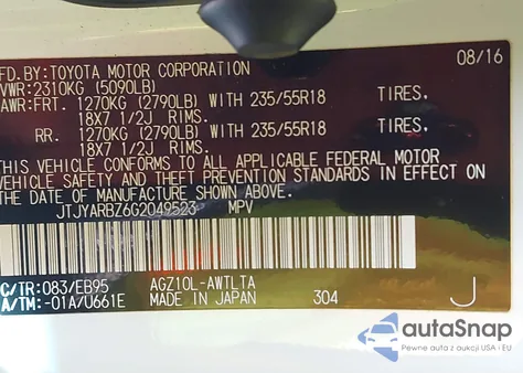 2016 Lexus Nx 200T F Sport z USA, uszkodzony, nr VIN JTJYARBZ6G2049523